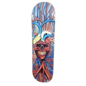 Strangelove Heart Skull Chrome Sean Cliver Skateboard Deck 8.5" Blue Stain